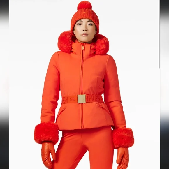Goldbergh Giselle Ski Jacket Fur Cuffs Orange Goldbergh Giselle Belted Jacket - Picture 3 of 15